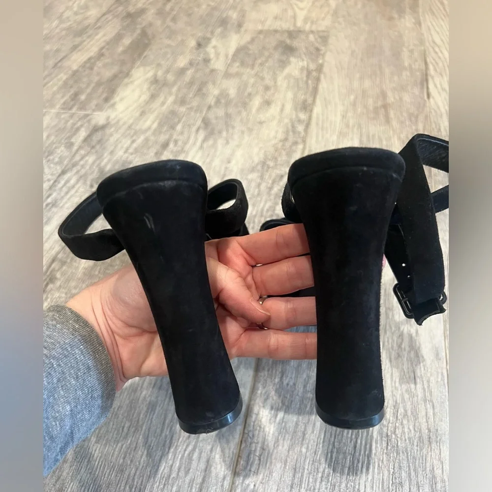 Reformation black Tatiana suede platform heels